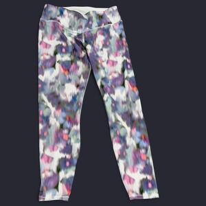 Domyos Abstract Watercolor Print High Rise Active Leggings Women's Small cropped